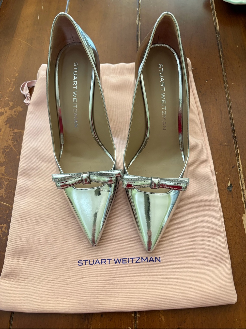 Stuart Weitzman Metallic Silver Lilah Pumps